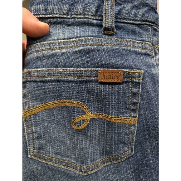 Justice Premium Jeans Simply Low Medium Wash Blue Jeans Bootcut Leg Kids 14R - Picture 4 of 9